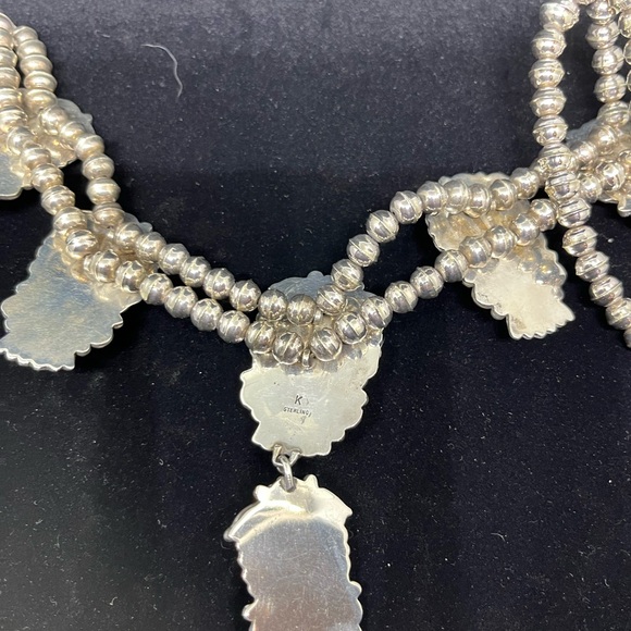 Hand made Native American necklace with pink mother of pearl - Picture 5 of 8